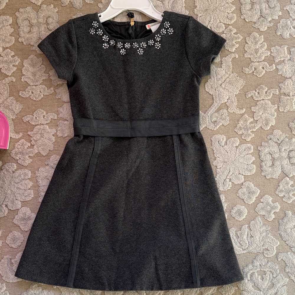 Crewcuts Charcoal Dress with Floral Accents